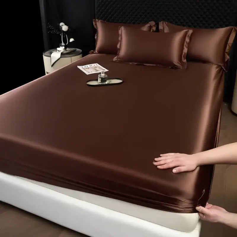 Luxury cream mulberry silk fitted sheet set – bedroom bed linen