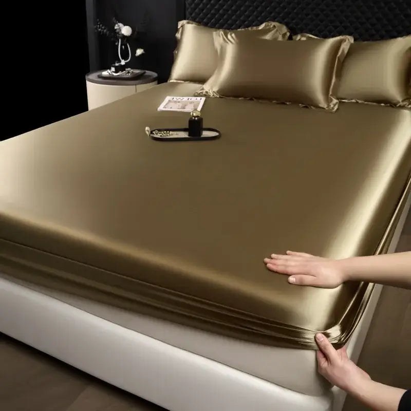 Luxury cream mulberry silk fitted sheet set – bedroom bed linen