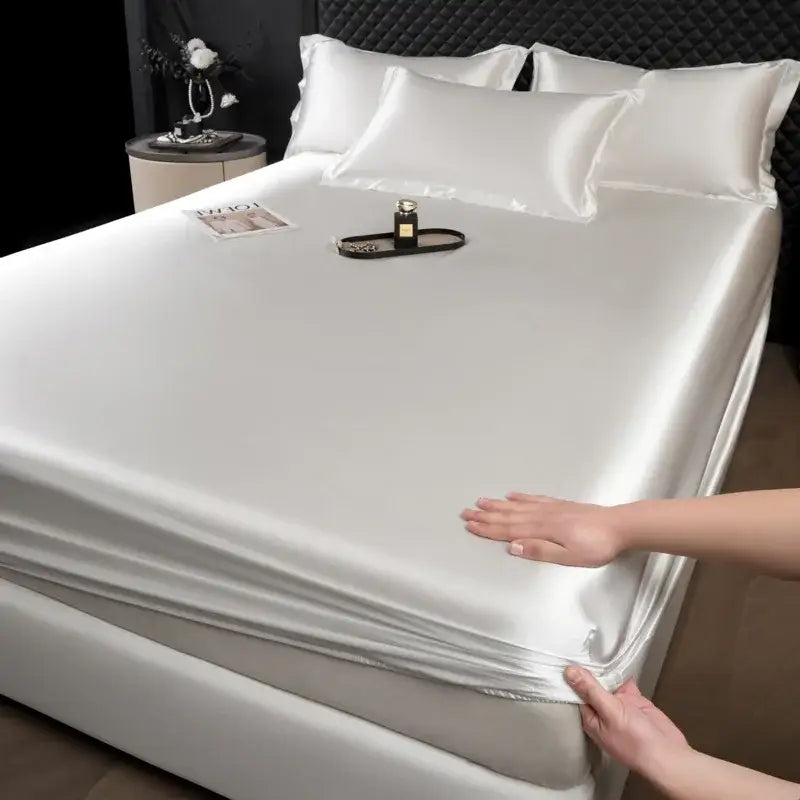 Luxury cream mulberry silk fitted sheet set – bedroom bed linen