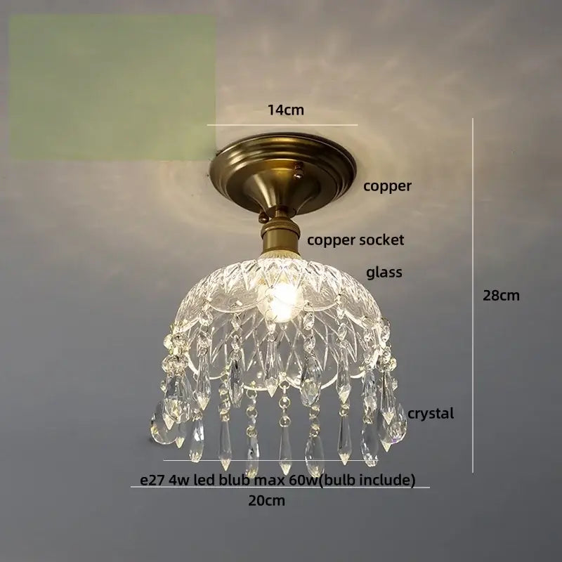 Luxury crystal brass ceiling lamp for living room decorbites glass grid