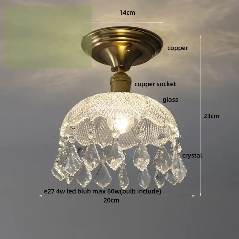 Luxury crystal brass ceiling lamp for living room decorbites glass grid