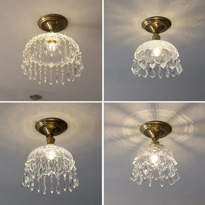 Luxury crystal brass ceiling lamp for living room decorbites glass grid