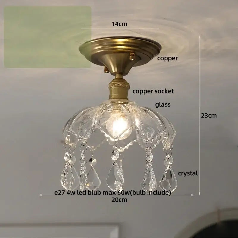 Luxury crystal brass ceiling lamp for living room decorbites glass grid