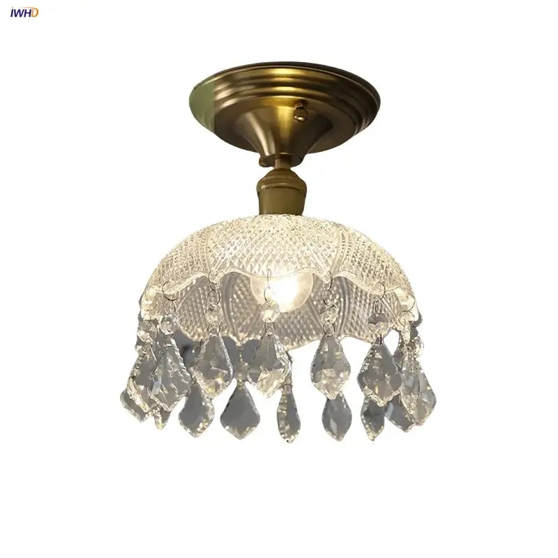 Luxury crystal brass ceiling lamp for living room decorbites glass grid