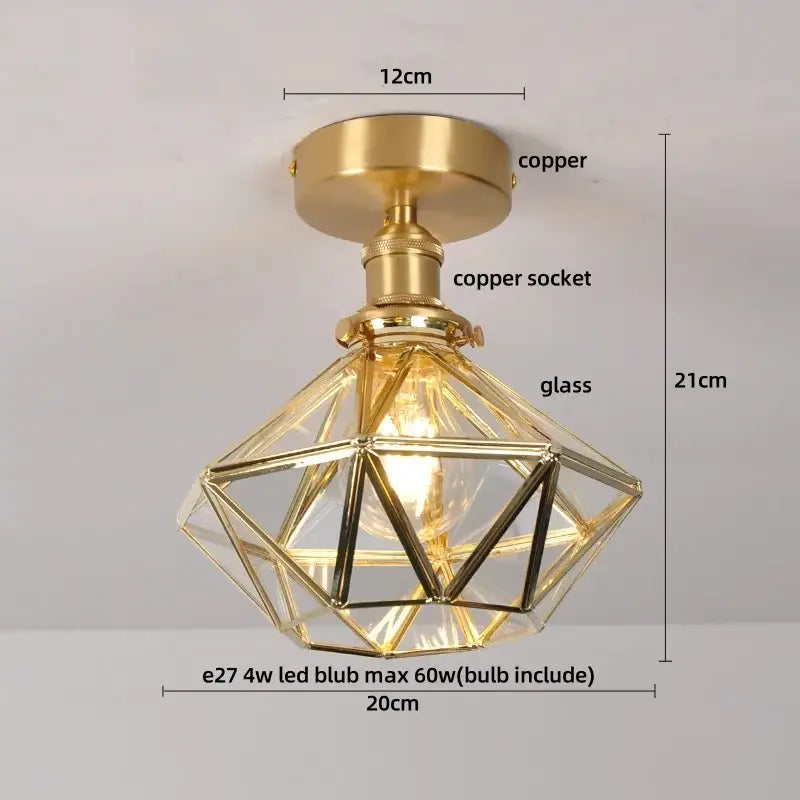 Luxury crystal brass ceiling lamp for living room decorbites glass grid