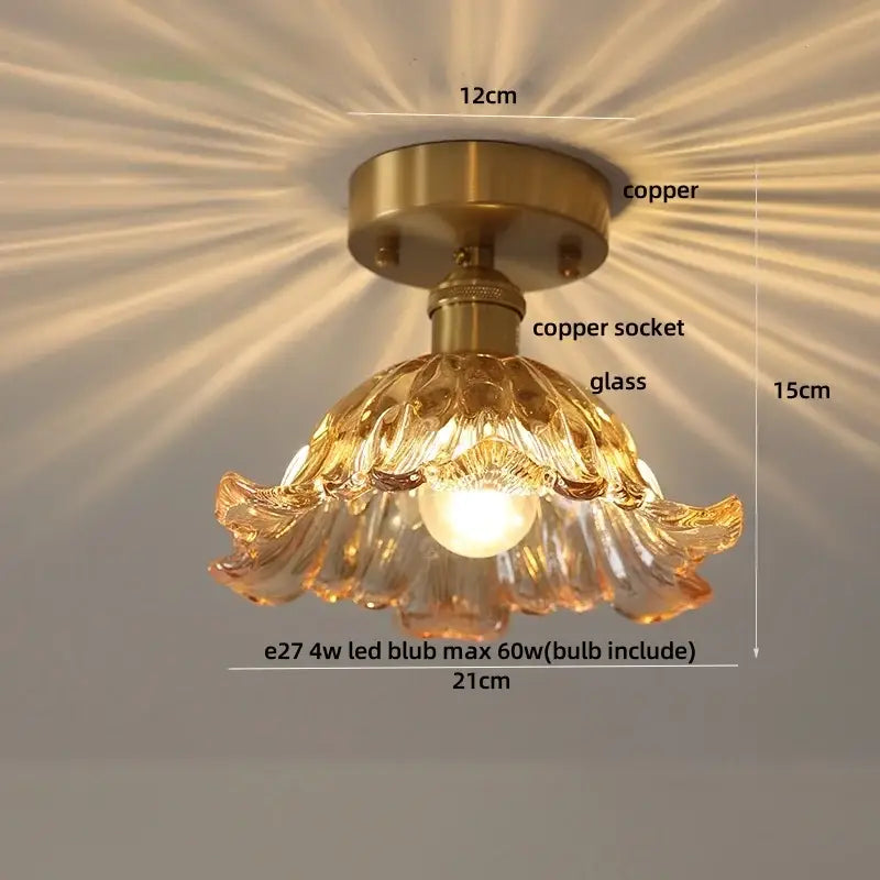 Luxury crystal brass ceiling lamp for living room decorbites glass grid