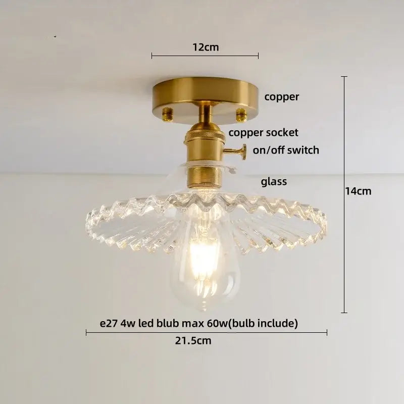 Luxury crystal glass ceiling light bedroom brass teardrop decor