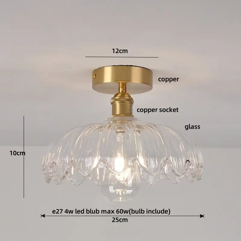 Luxury crystal glass ceiling light bedroom brass teardrop decor