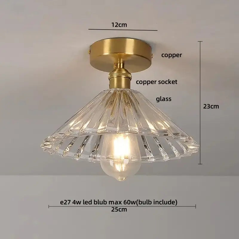 Luxury crystal glass ceiling light bedroom brass teardrop decor