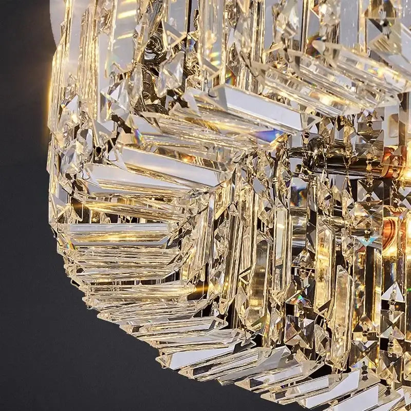 Luxury crystal gold led ring ceiling light dining room chandelier