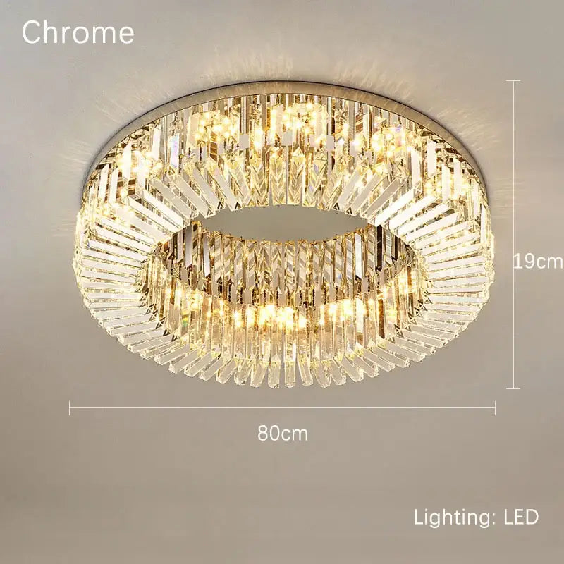 Luxury crystal gold led ring ceiling light dining room chandelier
