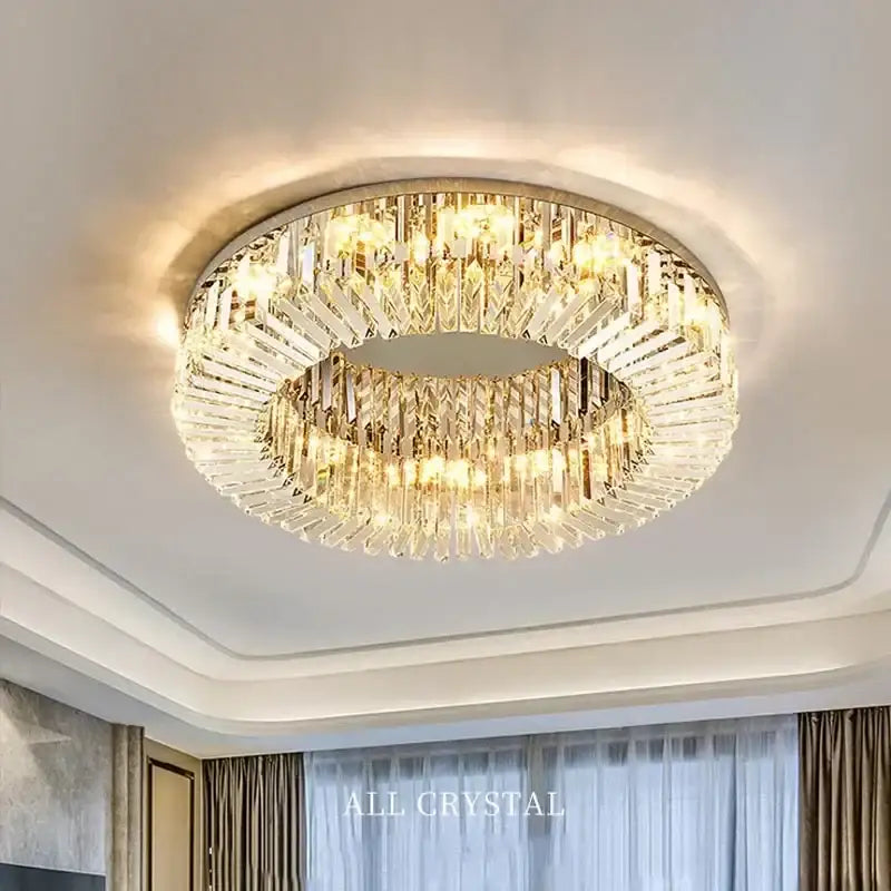 Luxury crystal gold led ring ceiling light dining room chandelier