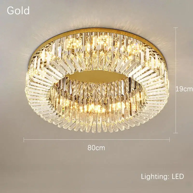 Luxury crystal gold led ring ceiling light dining room chandelier
