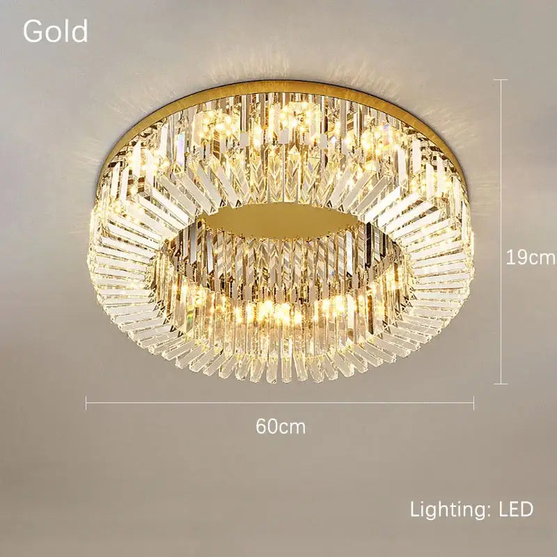Luxury crystal gold led ring ceiling light dining room chandelier
