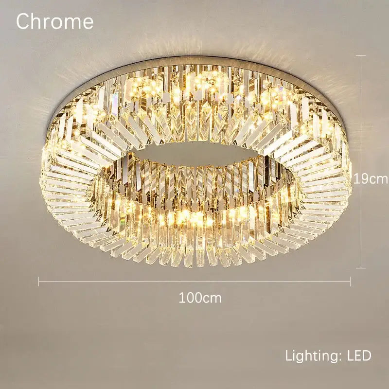 Luxury crystal gold led ring ceiling light dining room chandelier