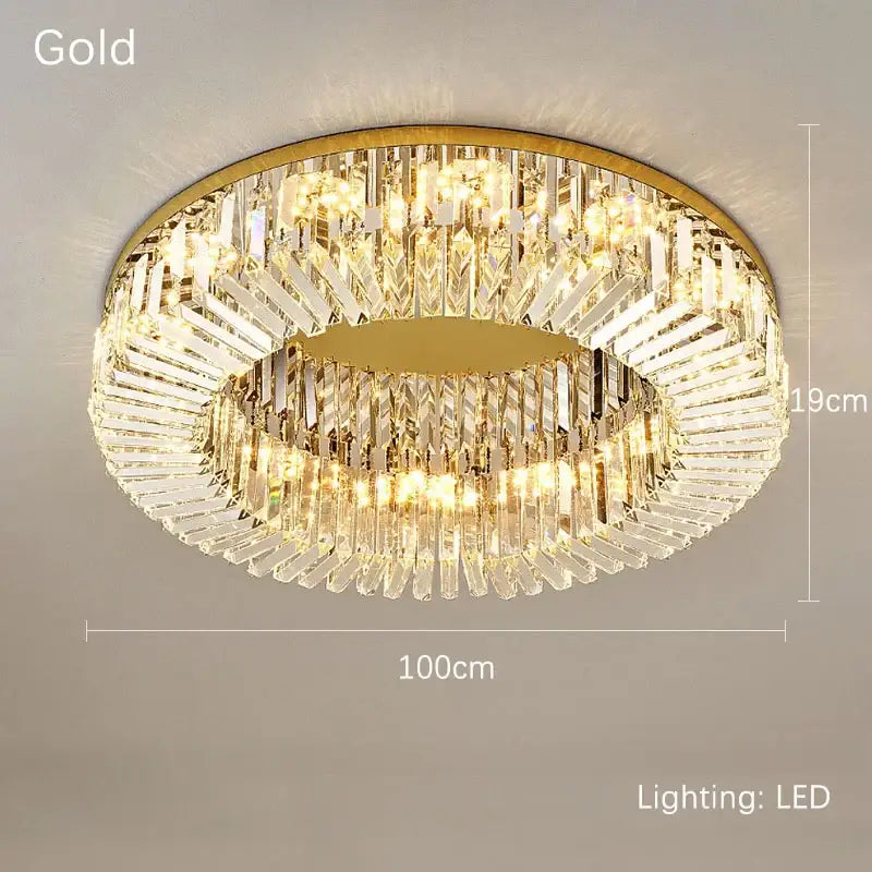 Luxury crystal gold led ring ceiling light dining room chandelier