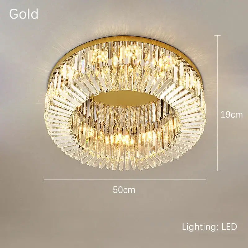 Luxury crystal gold led ring ceiling light dining room chandelier