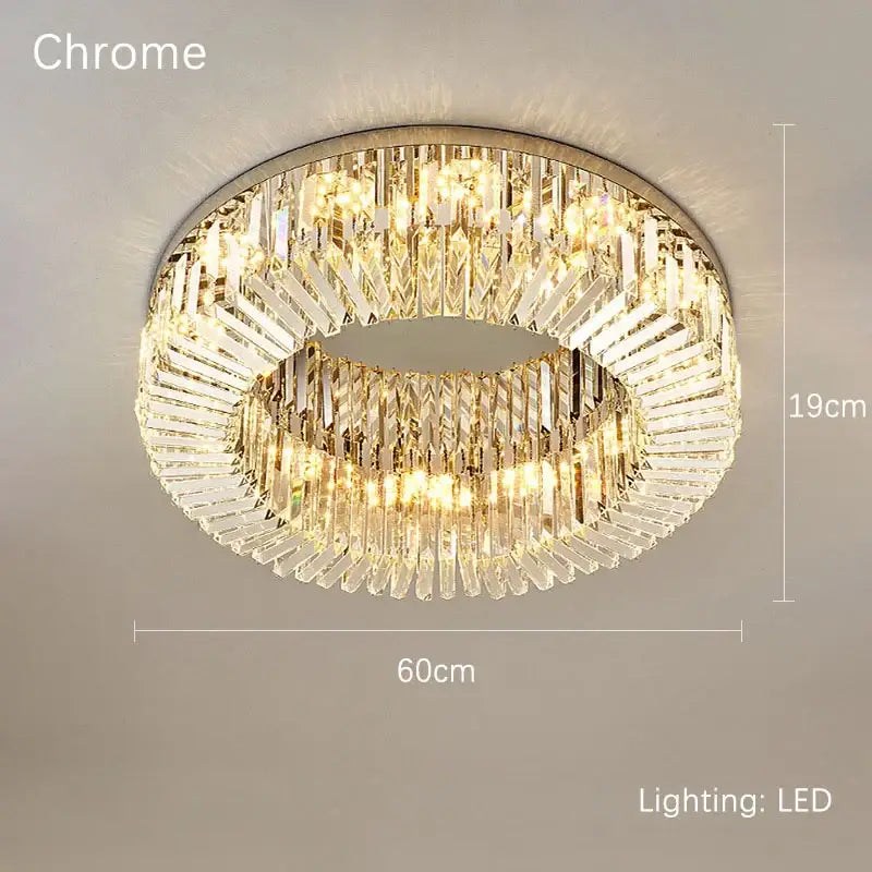Luxury crystal gold led ring ceiling light dining room chandelier