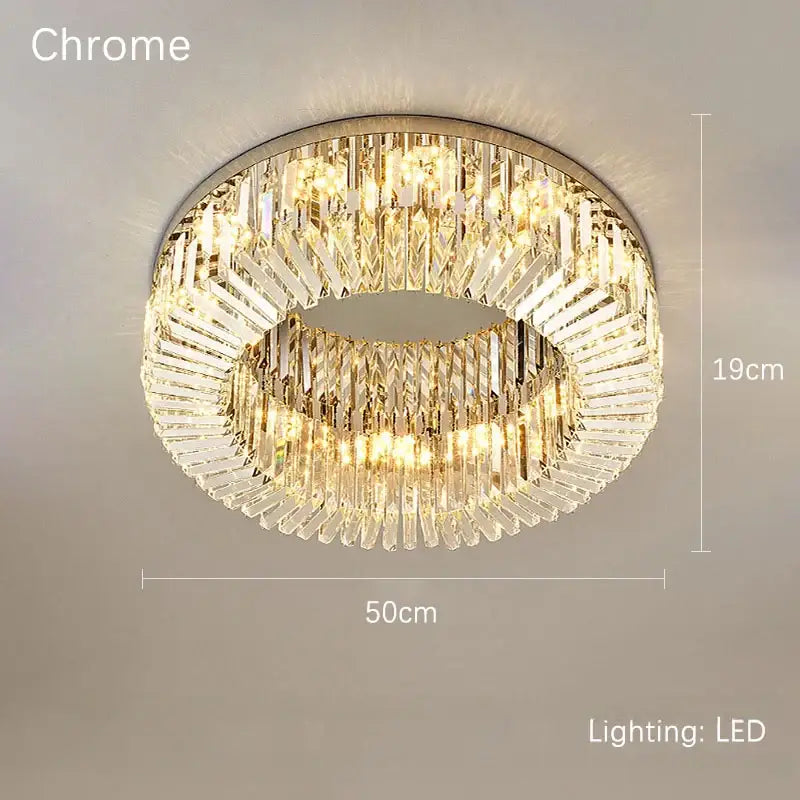 Luxury crystal gold led ring ceiling light dining room chandelier