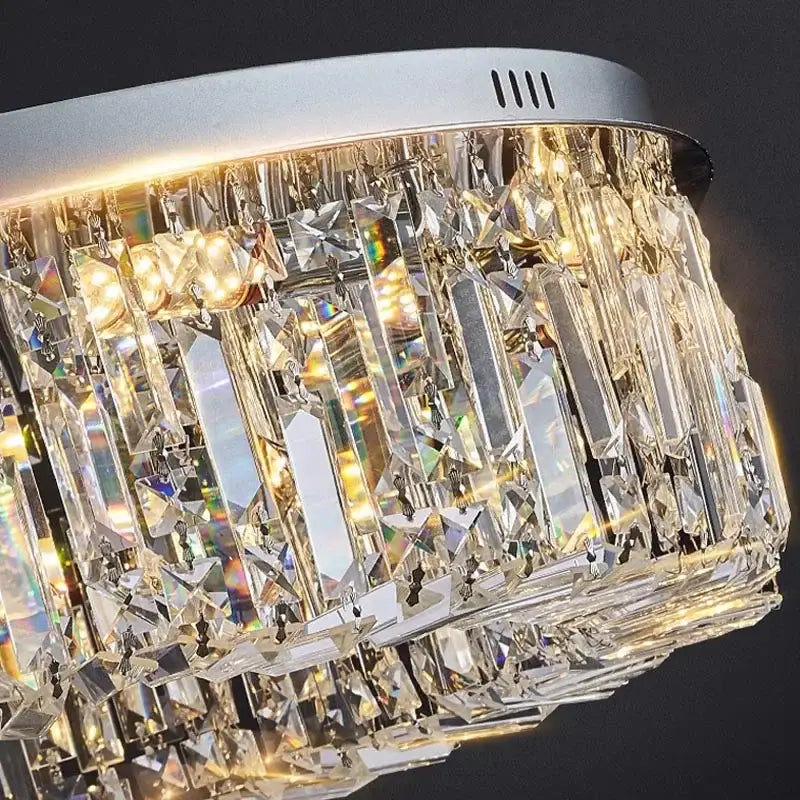 Luxury crystal gold led ring ceiling light dining room chandelier