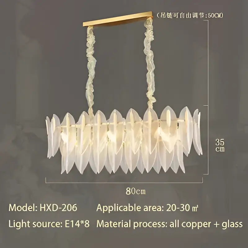 Luxury decorbites glass leaf gold chandelier living room pendant light