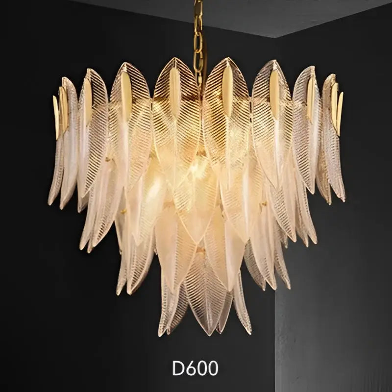 Luxury decorbites glass leaf gold chandelier living room pendant light