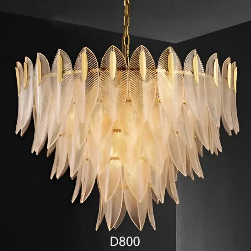 Luxury decorbites glass leaf gold chandelier living room pendant light