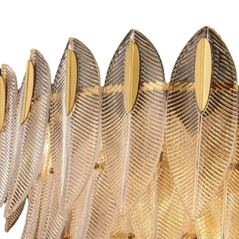 Luxury decorbites glass leaf gold chandelier living room pendant light