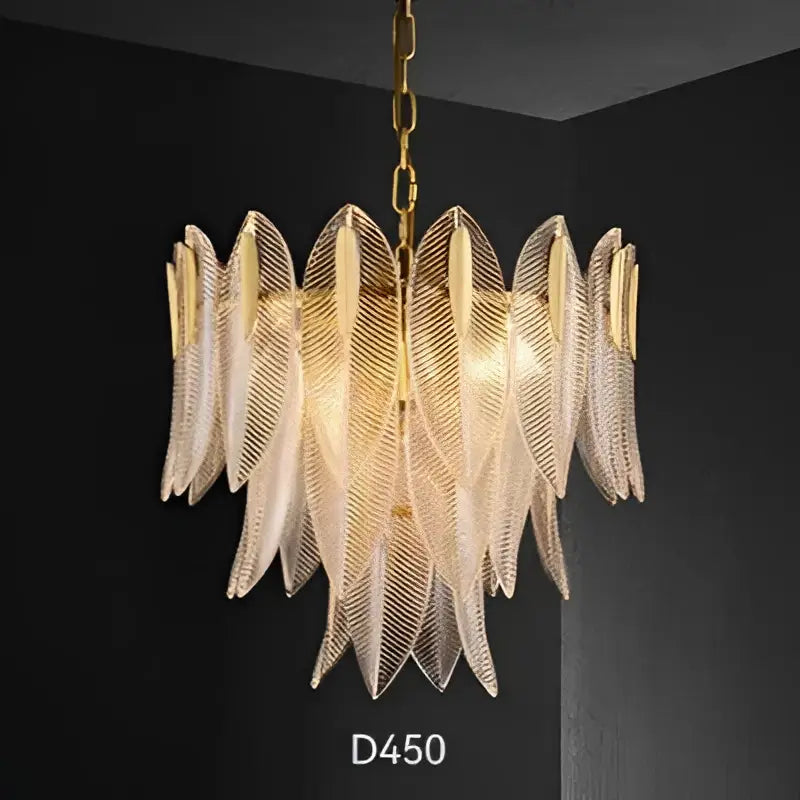 Luxury decorbites glass leaf gold chandelier living room pendant light