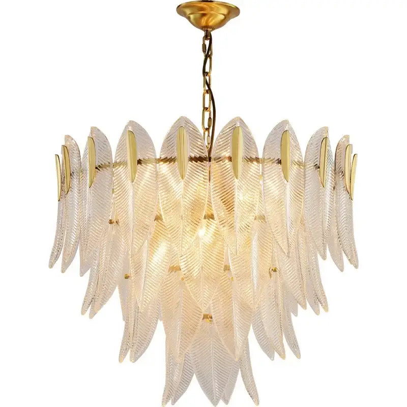 Luxury decorbites glass leaf gold chandelier living room pendant light