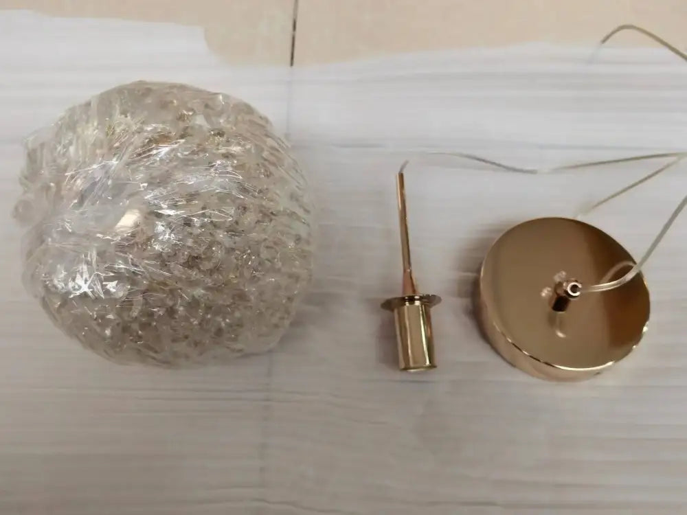 Luxury gold and amber crystal ball pendant light bedroom lighting