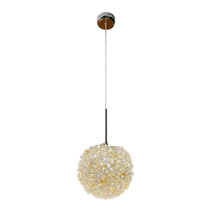 Luxury gold and amber crystal ball pendant light bedroom lighting