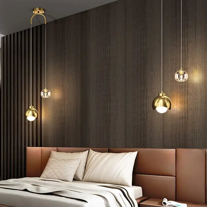 Luxury gold and crystal glass ball pendant light for living room