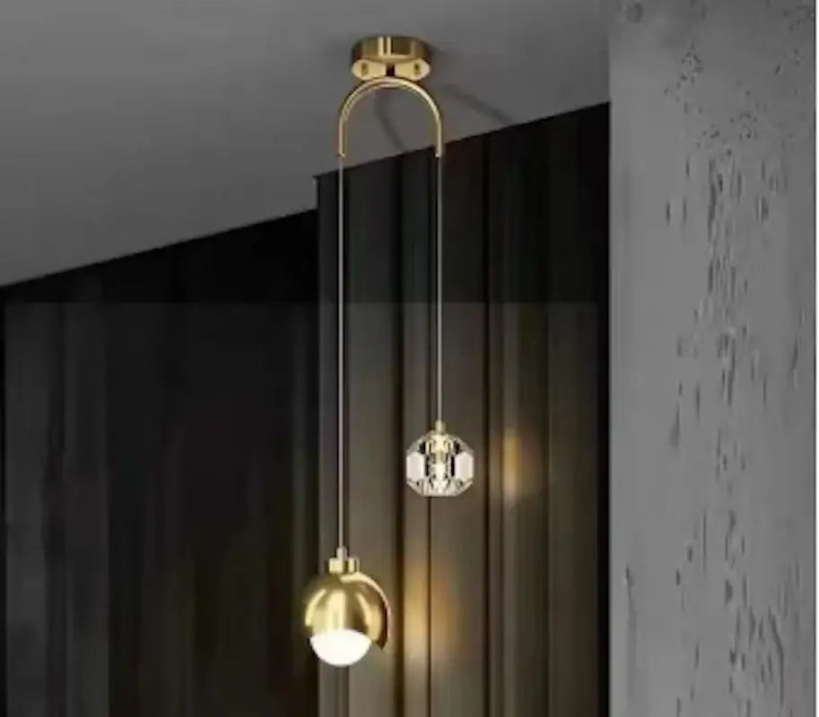 Luxury gold and crystal glass ball pendant light for living room