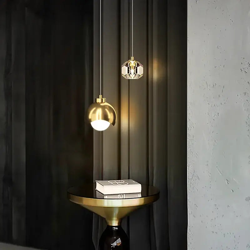Luxury gold and crystal glass ball pendant light for living room