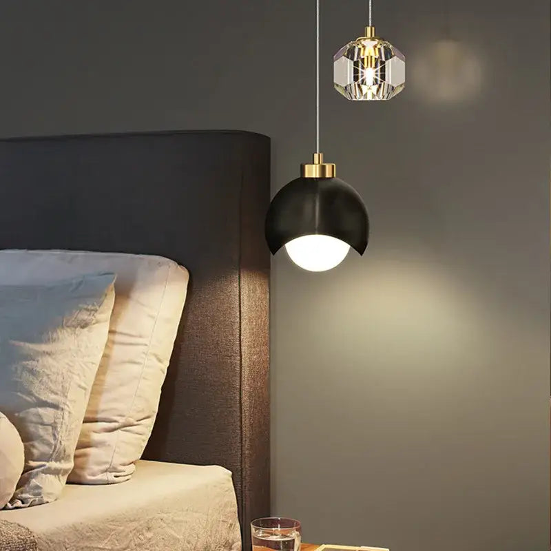 Luxury gold and crystal glass ball pendant light for living room
