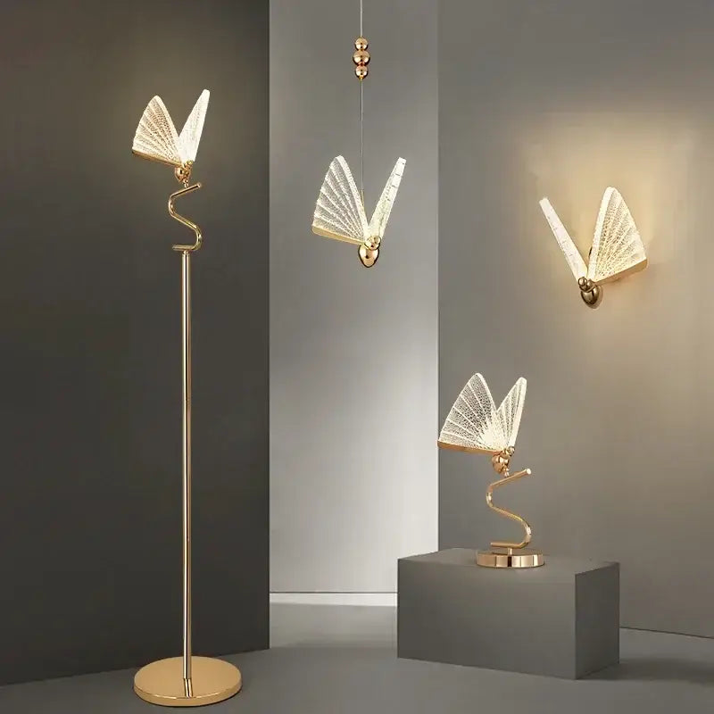 Luxury gold butterfly floor lamp living room led lighting fixture