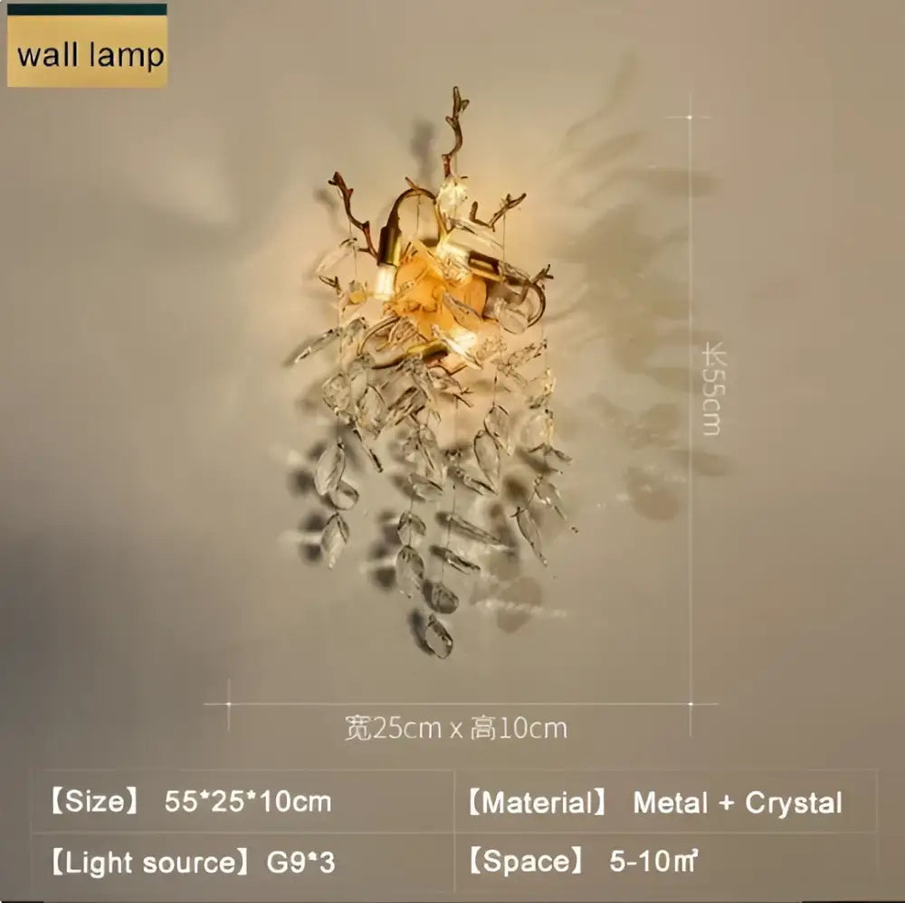 Luxury gold crystal branch led pendant dining room chandelier