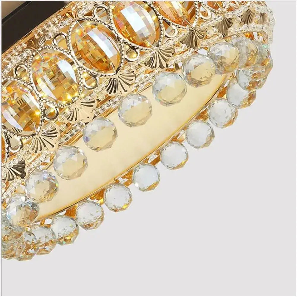 Luxury gold crystal ceiling fan light for living room