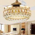 Luxury gold crystal ceiling fan light for living room