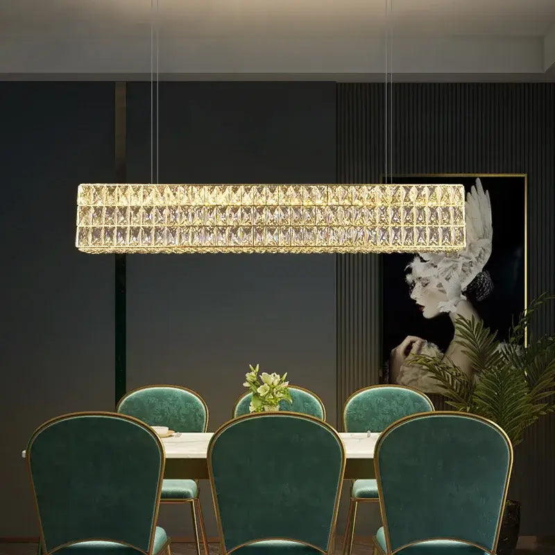 Luxury gold crystal circle pendant chandelier dining room lighting