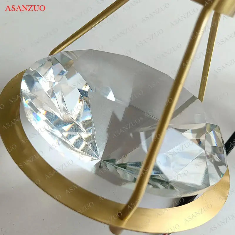 Luxury gold crystal diamond led wall sconce for bedroom lighting