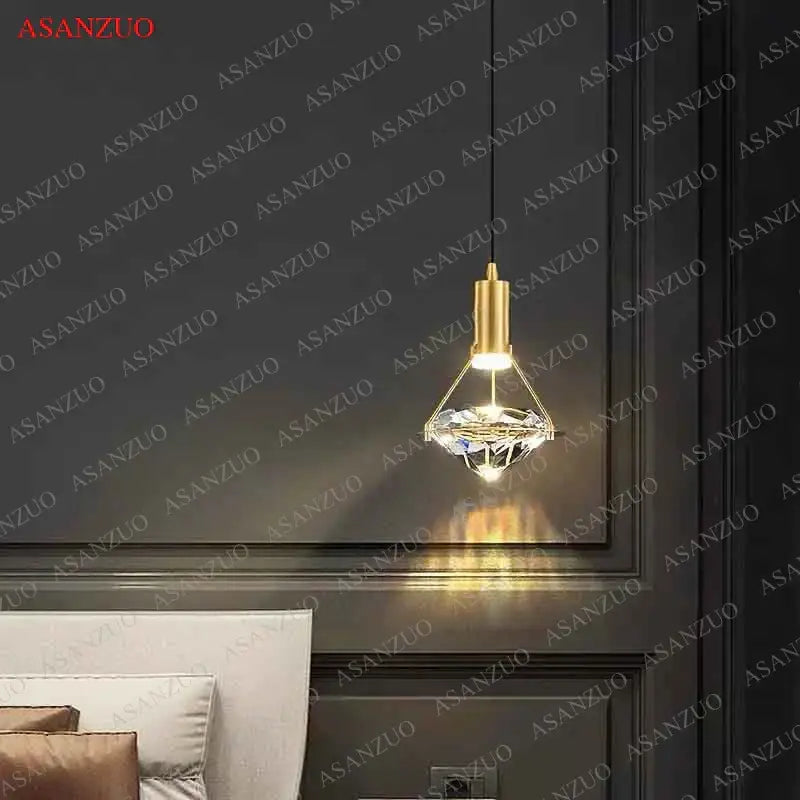 Luxury gold crystal diamond led wall sconce for bedroom lighting