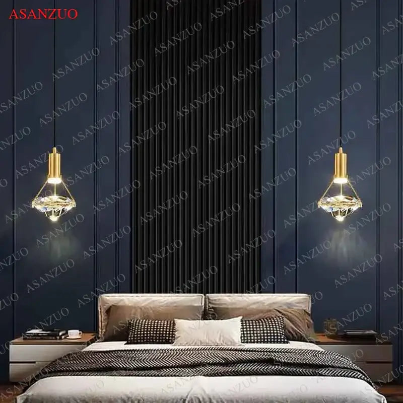 Luxury gold crystal diamond led wall sconce for bedroom lighting