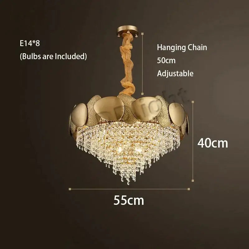 Luxury gold crystal led ceiling chandelier for living room