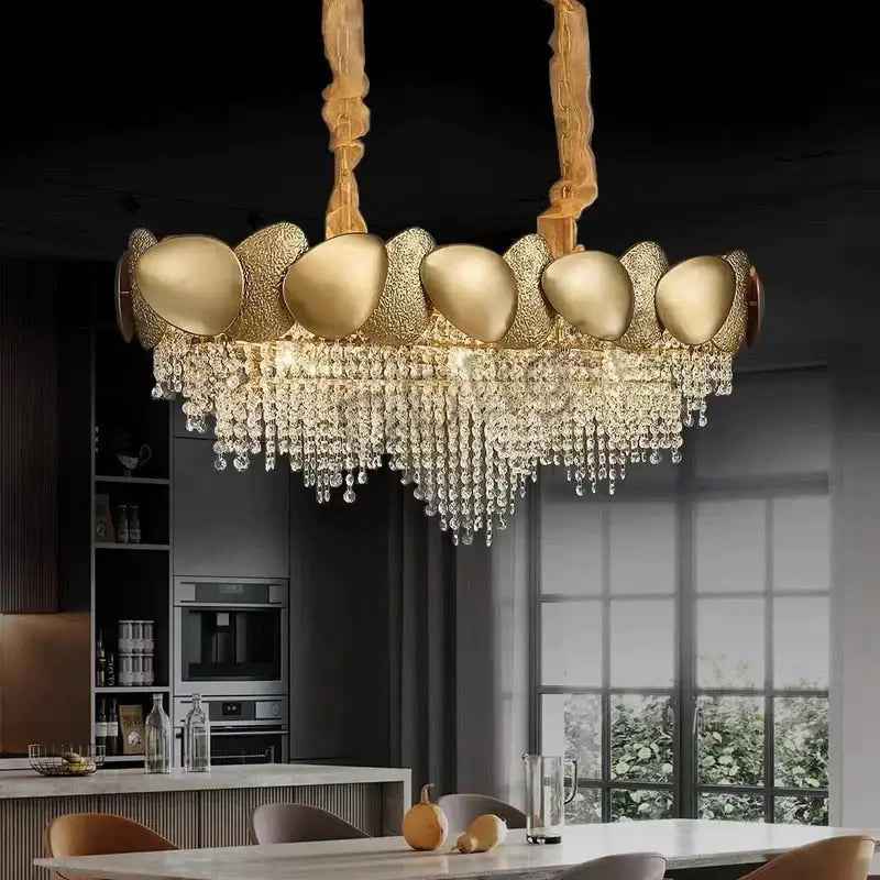 Luxury gold crystal led ceiling chandelier for living room
