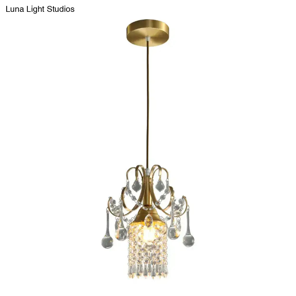 Luxury gold crystal pendant light dining room single head chandelier