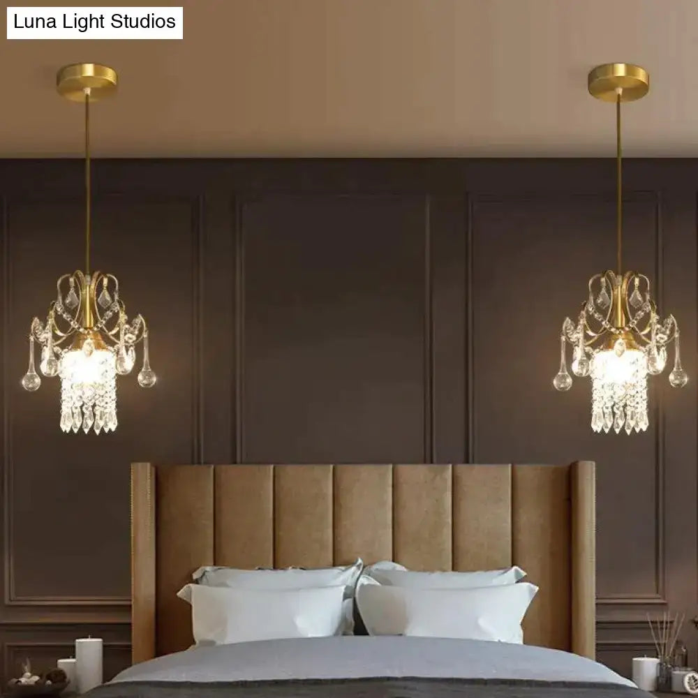 Luxury gold crystal pendant light dining room single head chandelier