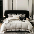 Luxury gold & silver brocade satin jacquard bedding set bedroom