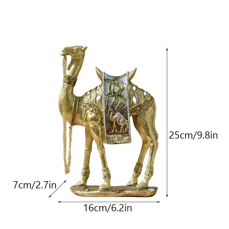 Luxury gold & silver camel resin art ornament living room decor